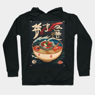 Japanese sushi plate, ramen wave Hoodie